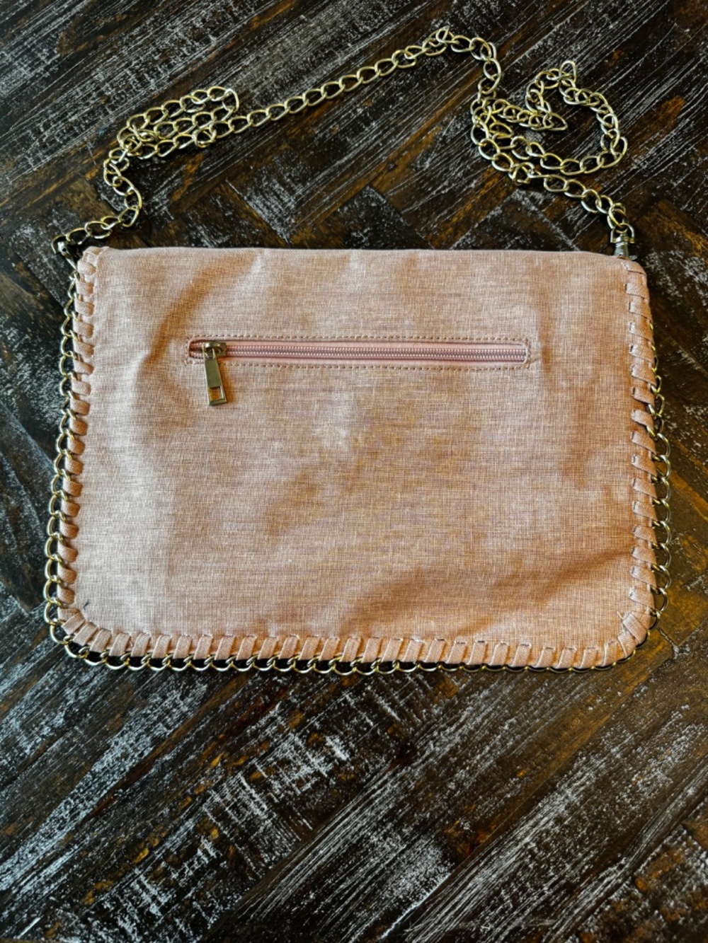 Amelie Galanti Blush Pink Chain Trim Tote Shoulder Bag - Picture 7 of 9